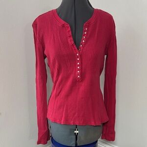 Women's Red Long Sleeve Top